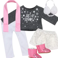 Kids Teamson Sophia's 6 Piece 'Let it Snow' Sweater and Skirt Outfit Set for 18'' Dolls