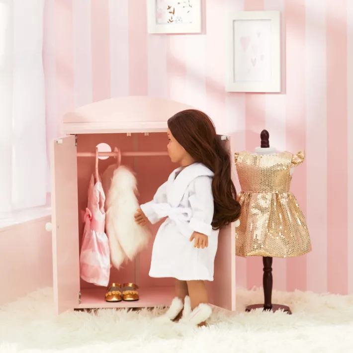 Kids Teamson Sophia's Aurora Princess Armoire, Robe, Slippers for 18" Dolls, Pink- FINAL SALE