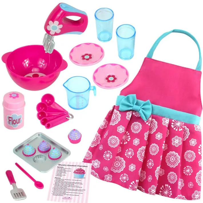 Kids Teamson Sophia's Baking Apron and 27-Piece Accessories Set for 18" Dolls, Pink