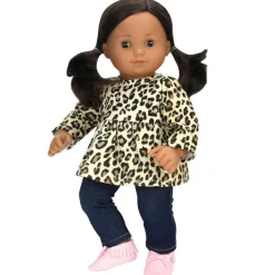 Kids Teamson Sophia's Cheetah Tunic and Jeggings for 15'' Baby Dolls, Tan/Navy Blue