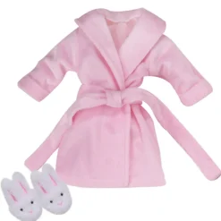 Kids Teamson Sophia's Cozy & Soft Spa Day Bathrobe and Fuzzy Bunny Slippers with Embroidered Details for 18