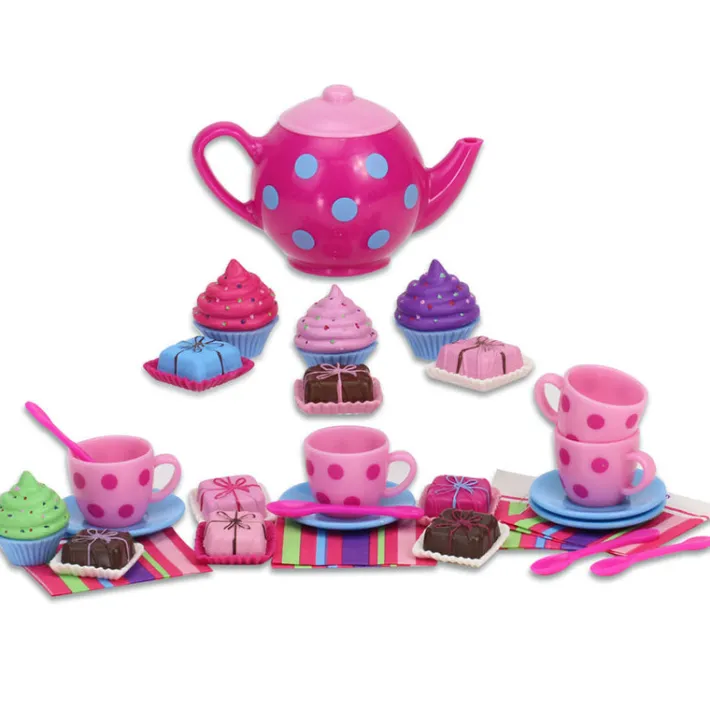 Kids Teamson Sophia's Cupcakes, Petit Four Cakes and Tea Set for Four 18" Dolls, Pink