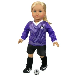 Kids Teamson Sophia's Cute Classic Faux Leather Football Soccer Cleat Shoes for 18" Dolls, Fuchsia- FINAL SALE