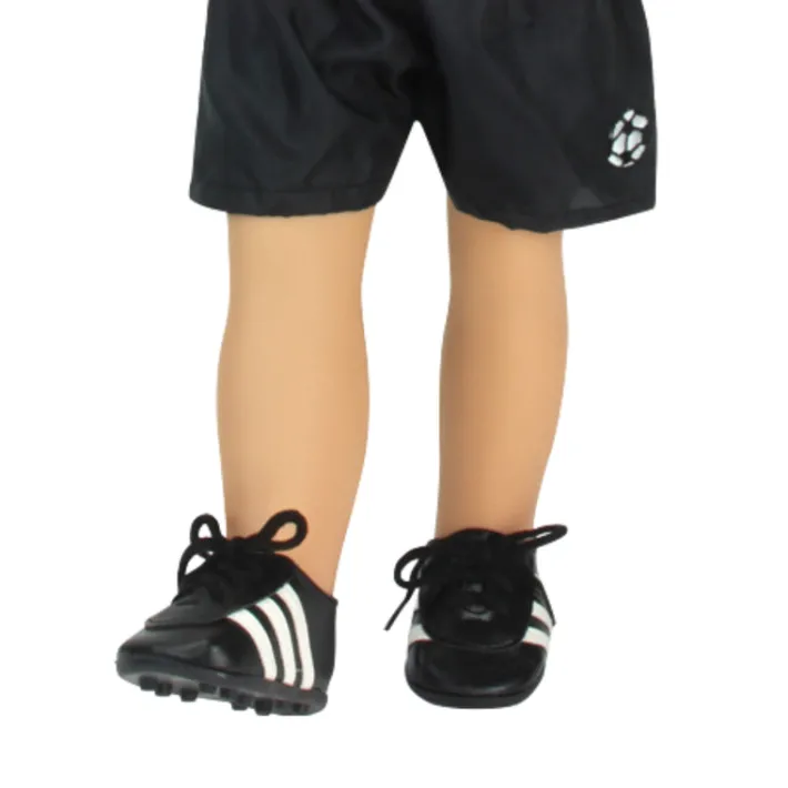 Kids Teamson Sophia's Cute Classic Faux Leather Football Soccer Cleat Shoes for 18" Dolls, Fuchsia- FINAL SALE
