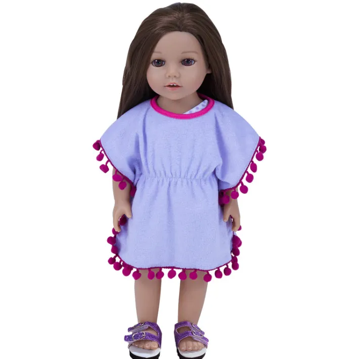 Kids Teamson Sophia's Cut-Out Bathing Suit, Cover Up and Sandals for 18" Dolls, Pink/Purple- FINAL SALE