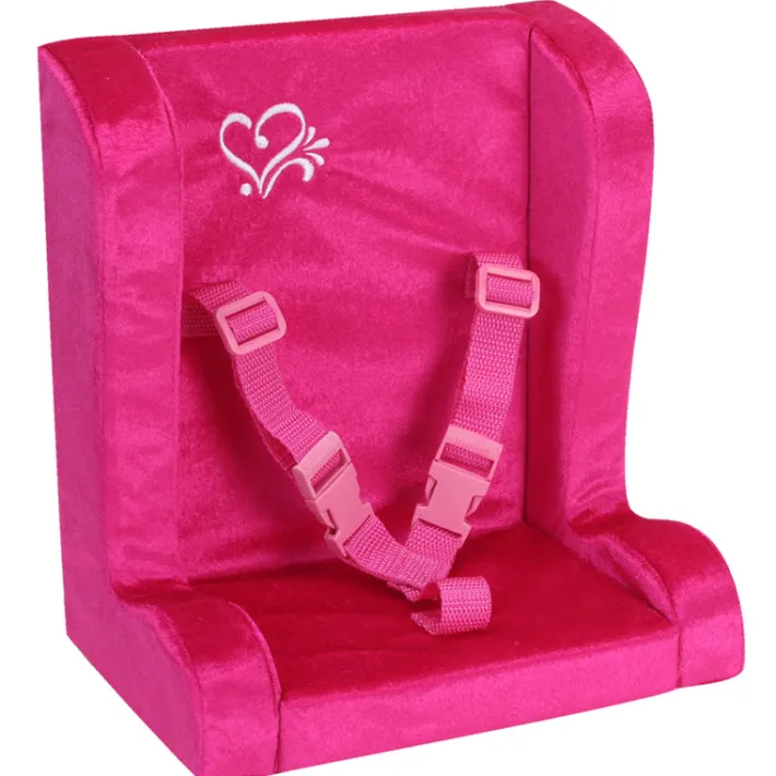 Kids Teamson Sophia's Doll Plush Car Seat with Adjustable Harness, Hot Pink