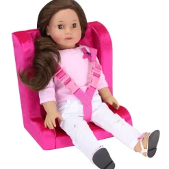 Kids Teamson Sophia's Doll Plush Car Seat with Adjustable Harness, Hot Pink