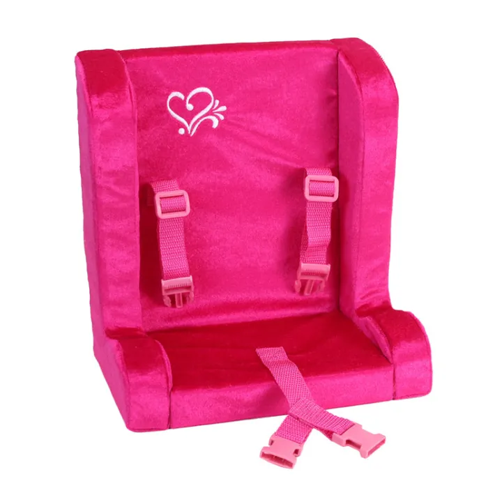 Kids Teamson Sophia's Doll Plush Car Seat with Adjustable Harness, Hot Pink