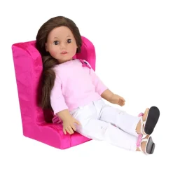Kids Teamson Sophia's Doll Plush Car Seat with Adjustable Harness, Hot Pink