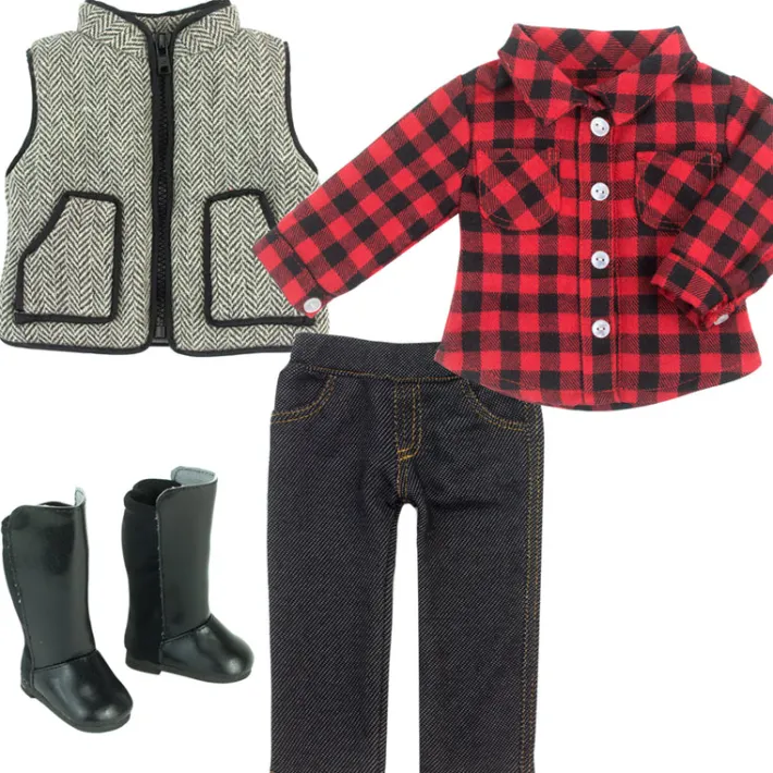 Kids Teamson Sophia’s Doll Shirt, Jeggings, Vest, and Boots Set for 18" Dolls