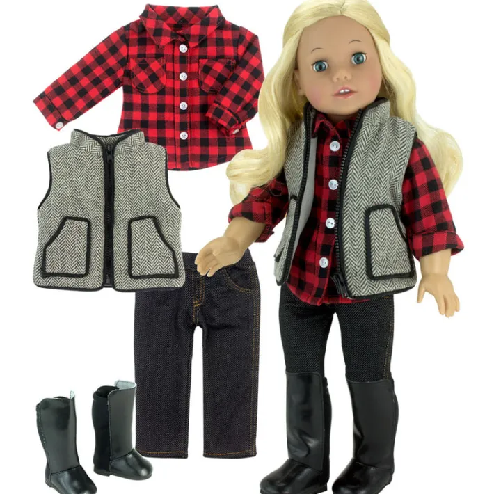Kids Teamson Sophia’s Doll Shirt, Jeggings, Vest, and Boots Set for 18" Dolls