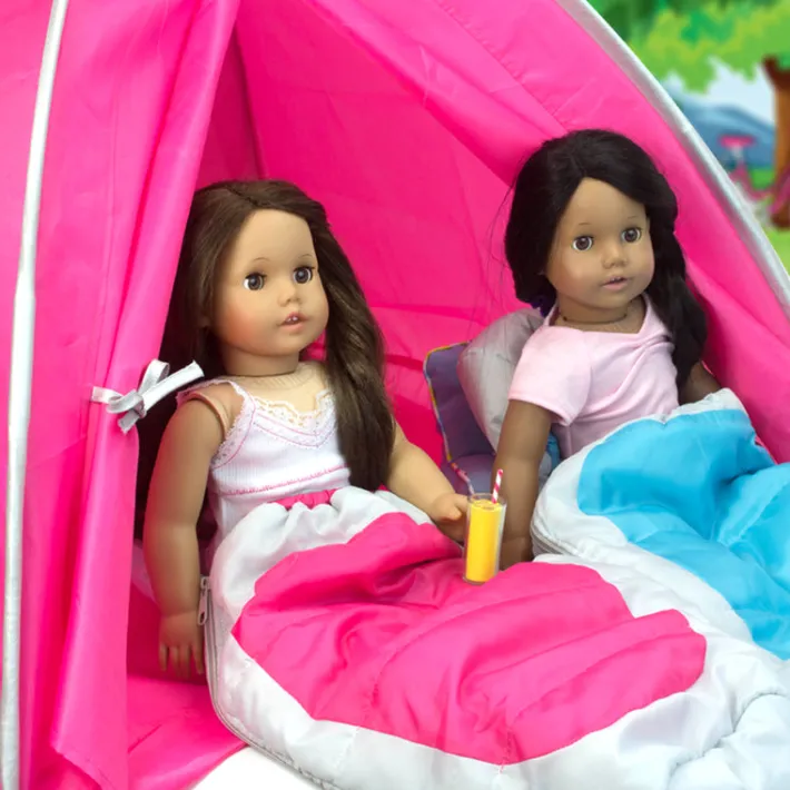 Kids Teamson Sophia's Dome Shaped Nylon Camping Tent for 18" Dolls, Hot Pink- FINAL SALE