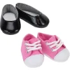 Kids Teamson Sophia's Dressy Black Flats and Pink Sneakers for 14.5" Dolls
