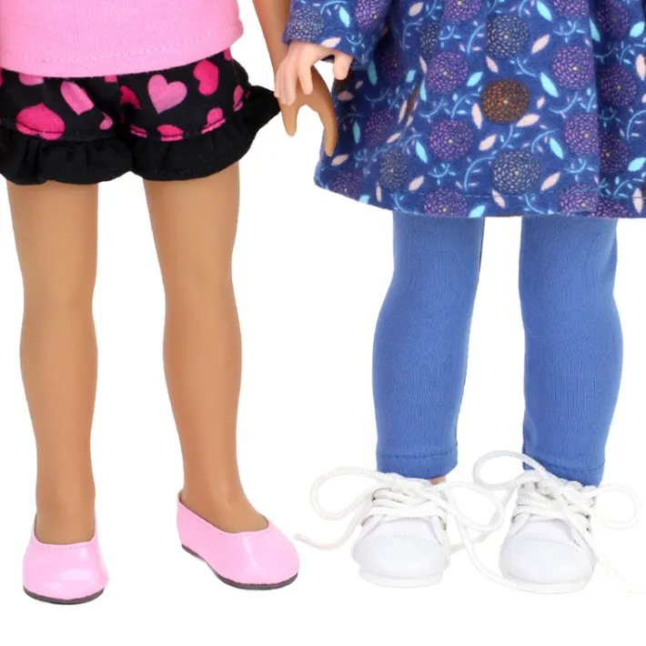 Kids Teamson Sophia's Dressy Pink Flats and White Sneakers for 14.5" Dolls- FINAL SALE