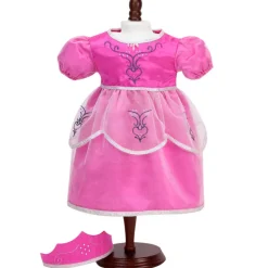 Kids Teamson Sophia’s Embroidered Princess Dress & Crown for 15” Baby Dolls, Hot Pink