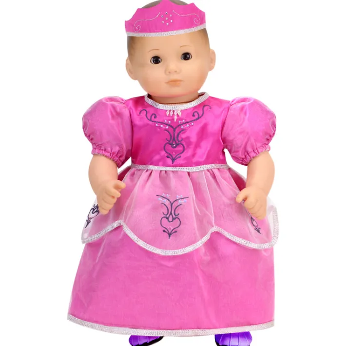 Kids Teamson Sophia’s Embroidered Princess Dress & Crown for 15” Baby Dolls, Hot Pink