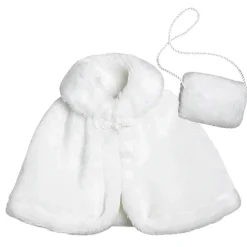Kids Teamson Sophia’s Faux Fur Capelet and Matching Purse for 18” Dolls, Ivory