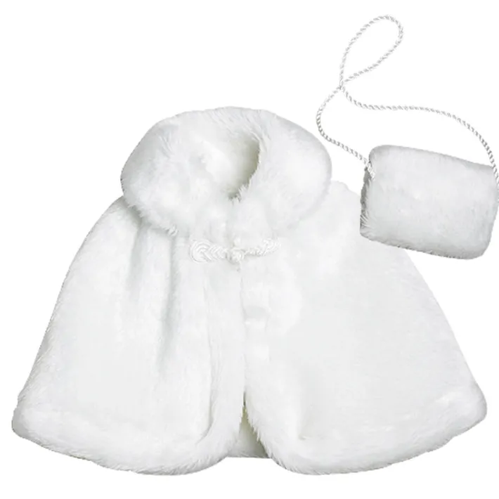 Kids Teamson Sophia’s Faux Fur Capelet and Matching Purse for 18” Dolls, Ivory