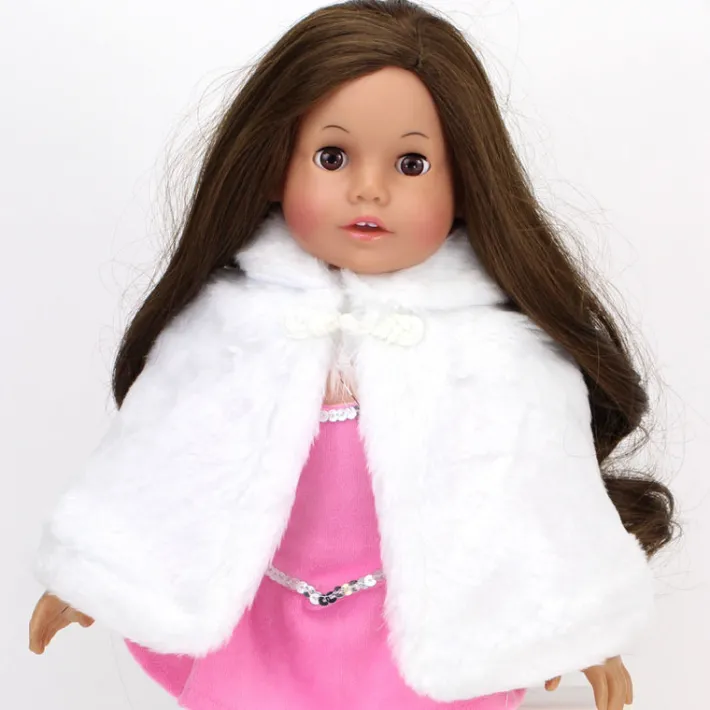 Kids Teamson Sophia’s Faux Fur Capelet and Matching Purse for 18” Dolls, Ivory