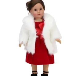 Kids Teamson Sophia's Faux Fur Dress Coat with Large Collar and Sash Closure for 18