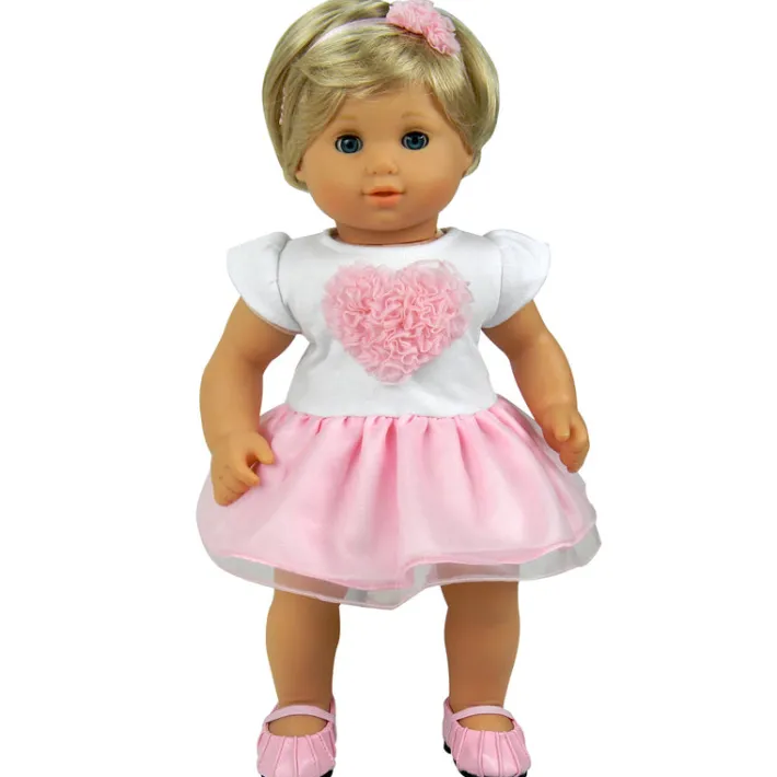 Kids Teamson Sophia's Faux Leather Ballet Flat Shoes with Pleated Toe and Elastic Straps for 18" Dolls, Pink