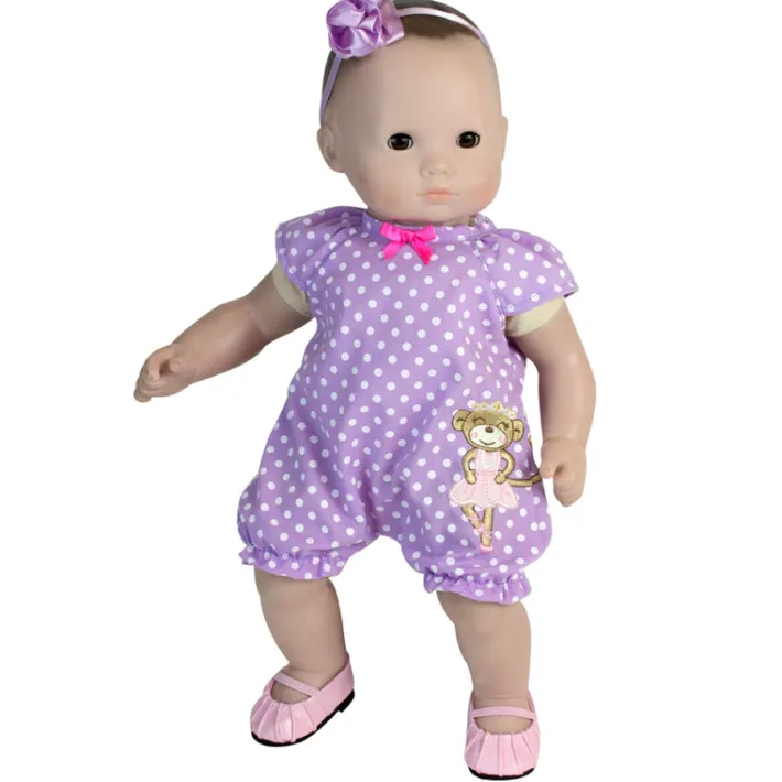 Kids Teamson Sophia's Faux Leather Ballet Flat Shoes with Pleated Toe and Elastic Straps for 18" Dolls, Pink