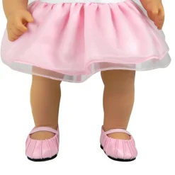 Kids Teamson Sophia's Faux Leather Ballet Flat Shoes with Pleated Toe and Elastic Straps for 18