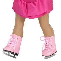 Kids Teamson Sophia's Faux Leather Ice Skates with Faux Metal Blades for 18