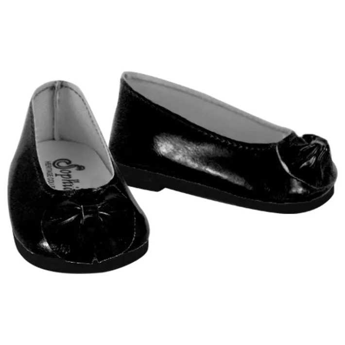 Kids Teamson Sophia's Faux Patent Leather Dress Shoes for 18" Dolls, Black