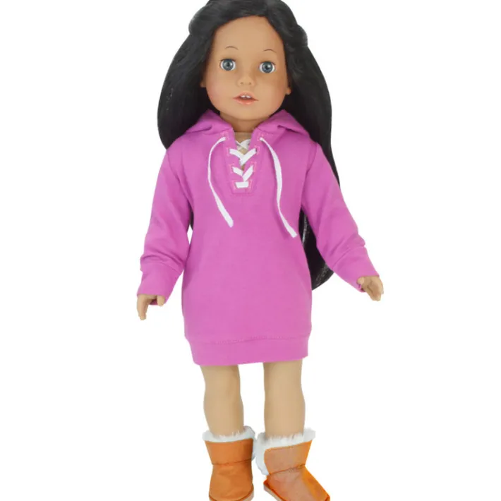 Kids Teamson Sophia’s Faux Suede Ewe Boots with Fleece Lining for 18” Dolls, Cognac Brown