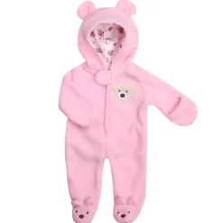 Kids Teamson Sophia's Fleece Bear Hooded Snowsuit and Mittens for 15" Baby Dolls, Pink