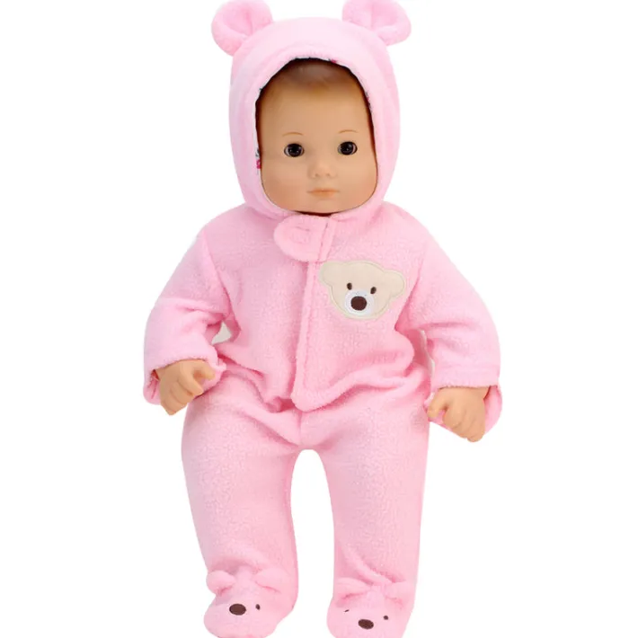 Kids Teamson Sophia's Fleece Bear Hooded Snowsuit and Mittens for 15" Baby Dolls, Pink