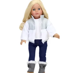 Kids Teamson Sophia's Fleece Zip-Up Jacket with Faux Suede Ewe Boots for 18