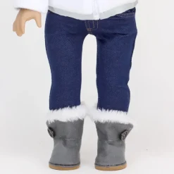 Kids Teamson Sophia's Fleece Zip-Up Jacket with Faux Suede Ewe Boots for 18