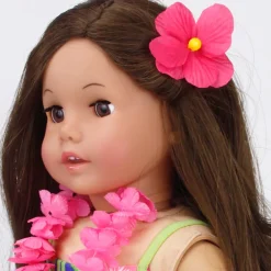 Kids Teamson Sophia's Hawaiian Hibiscus Print Bathing Suit, Grass Skirt, Lei and Hair Flower for 18'' Dolls, Multi