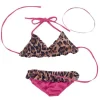 Kids Teamson Sophia's Leopard Print Bikini Swimsuit with Ruffle Details for 18"Dolls, Tan/Hot Pink- FINAL SALE