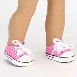 Kids Teamson Sophia's Light Pink Canvas Sneaker Shoe with Laces for 18