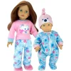 Kids Teamson Sophia's Long-Sleeved Polar Bear Tee, Snowflake Print Pants, and Fuzzy Slippers for 18"Dolls, Pink/Blue- FINAL SALE