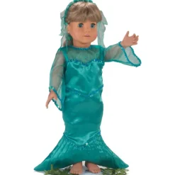 Kids Teamson Sophia's Mermaid Costume Gown with Matching Headband for 18" Dolls, Green- FINAL SALE