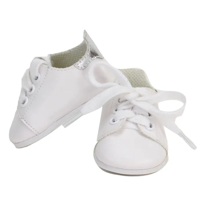 Kids Teamson Sophia's Metallic Zip-Up Jacket, Black Side Stripe Joggers, Sneakers, & Pom Pom Hat for 18" Dolls, Silver/Black- FINAL SALE