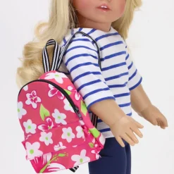 Kids Teamson Sophia's Nylon White Floral Print Backpack for 18