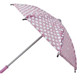 Kids Teamson Sophia's Open/Close Umbrella with Strap on Handle for 18" Dolls, Pink with White Polka Dots- FINAL SALE