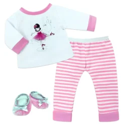 Kids Teamson Sophia’s 3-Piece Ballerina Pajama Set for 15" Baby Dolls, Pink/White