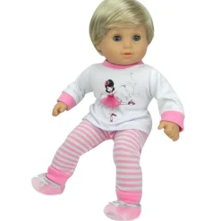 Kids Teamson Sophia’s 3-Piece Ballerina Pajama Set for 15" Baby Dolls, Pink/White