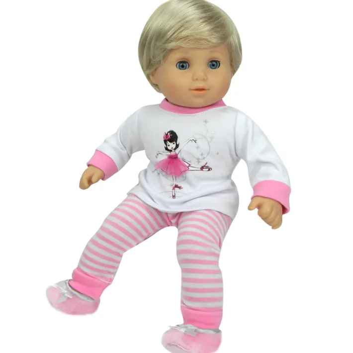 Kids Teamson Sophia’s 3-Piece Ballerina Pajama Set for 15" Baby Dolls, Pink/White