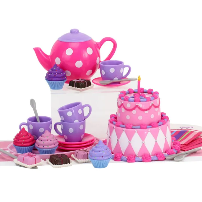 Kids Teamson Sophia’s 21-Piece Cake & Tea Party Accessories Set for 18" Dolls, Multi