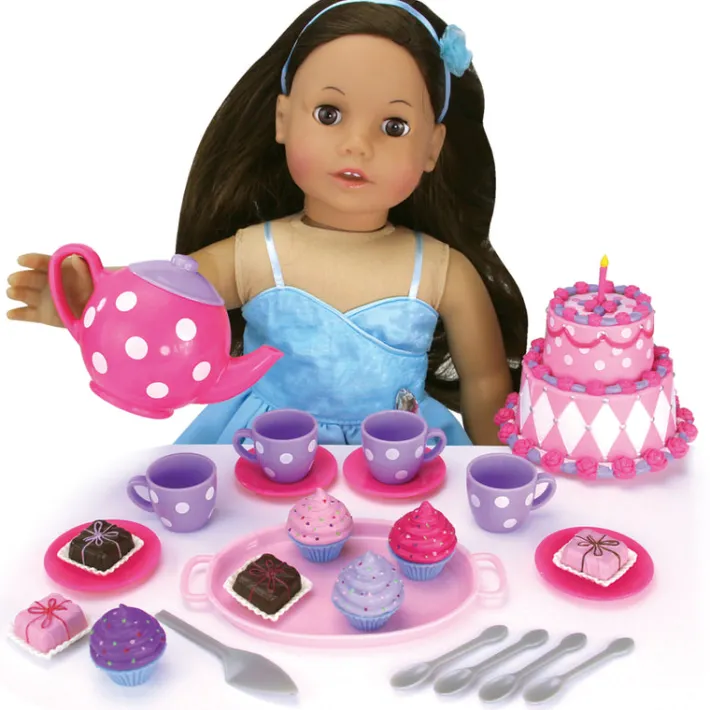 Kids Teamson Sophia’s 21-Piece Cake & Tea Party Accessories Set for 18" Dolls, Multi