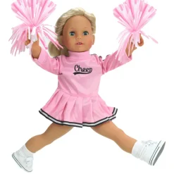 Kids Teamson Sophia's 3-Piece Cheer Uniform and Pom Poms for 15" Baby Dolls, Light Pink/Black- FINAL SALE