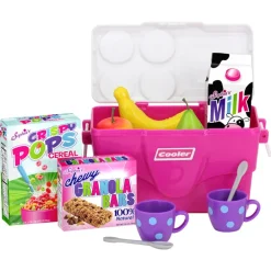 Kids Teamson Sophia's 11-Piece Cooler, Mugs and Grocery Food Set for 18'' Dolls, Hot Pink- FINAL SALE
