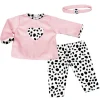 Kids Teamson Sophia's 3-Piece Dalmatian Print Outfit for 15" Baby Dolls, Pink/Black/White
